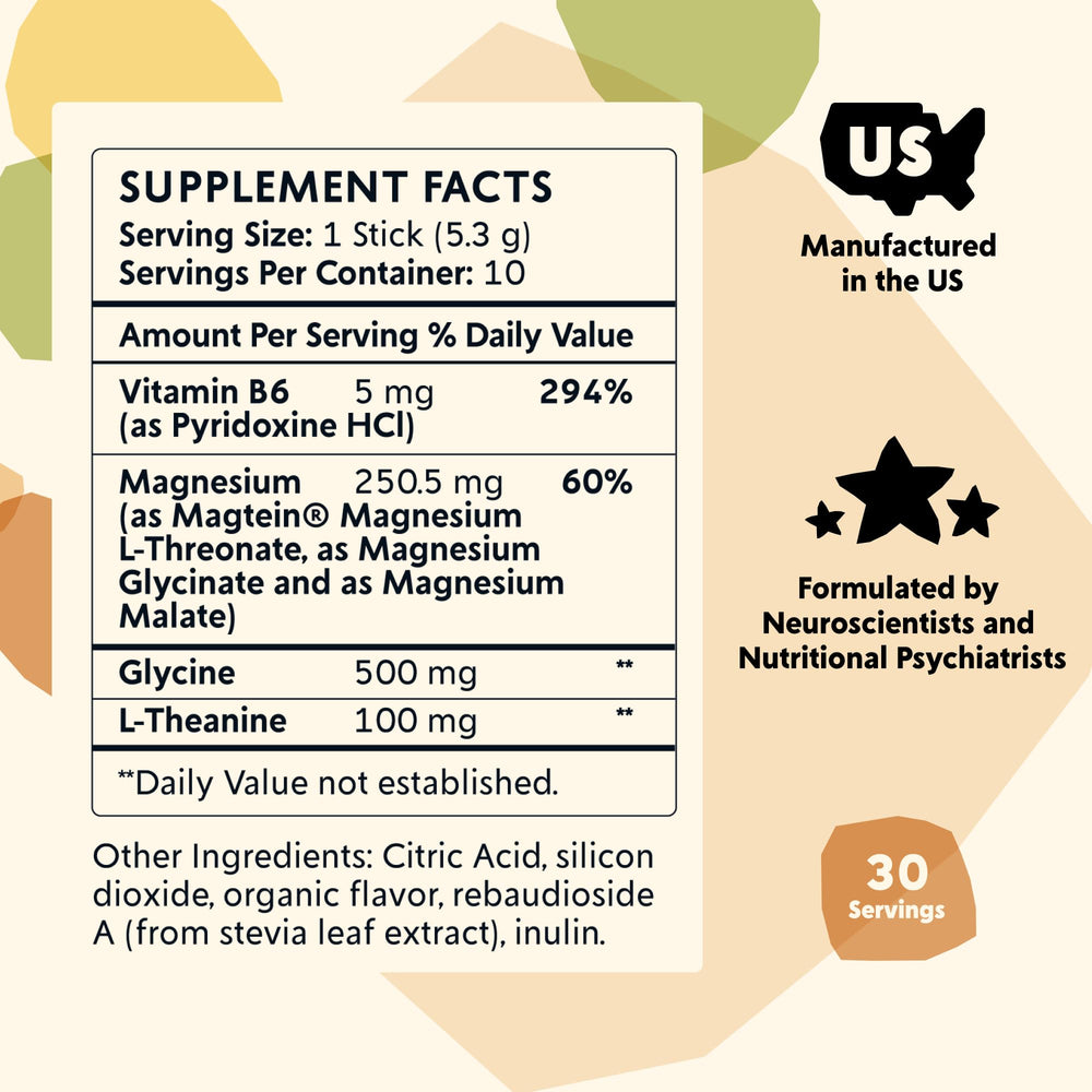 Back of PYM Mood Magnesium packets showing ingredients and directions