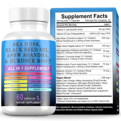 Pyzor Sea Moss 60 Capsules bottle and label