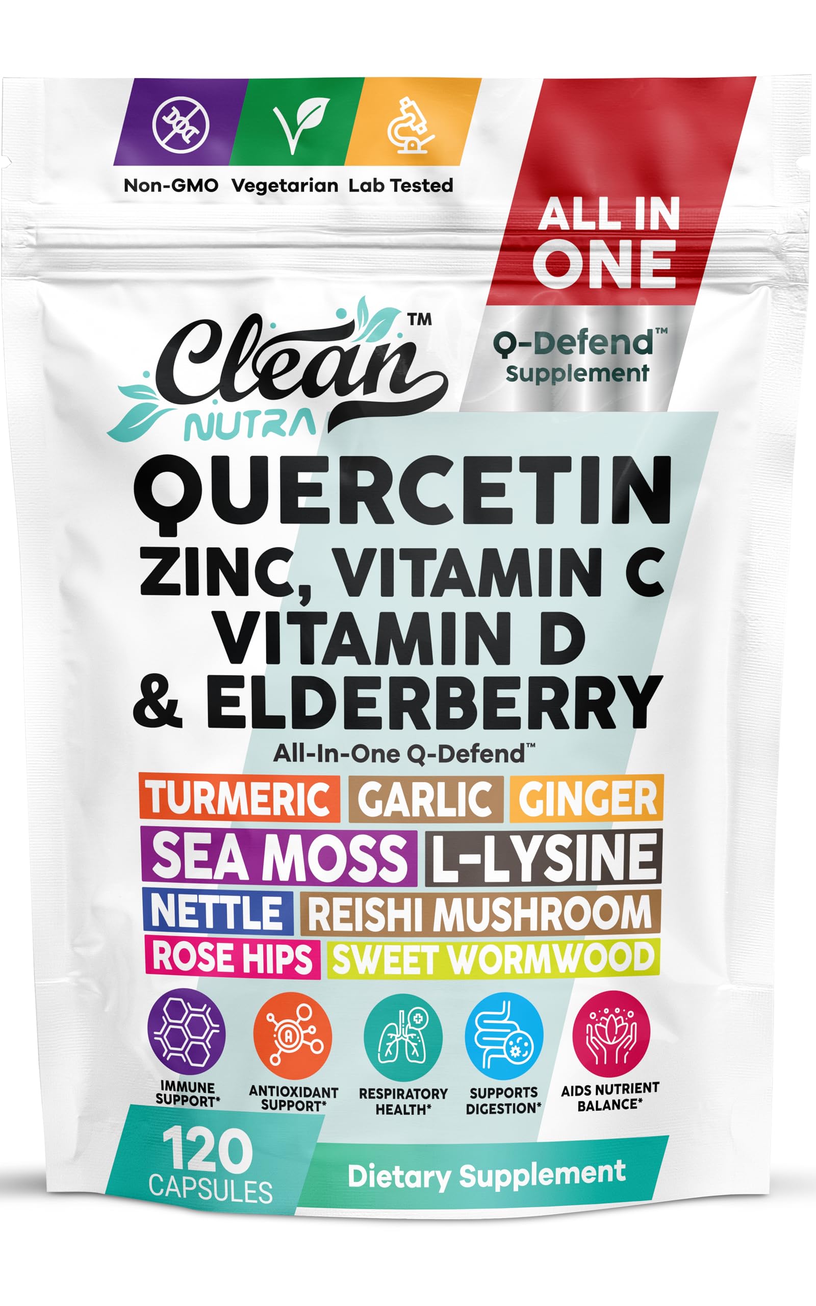 Q Defend Immune Support bottle on white background