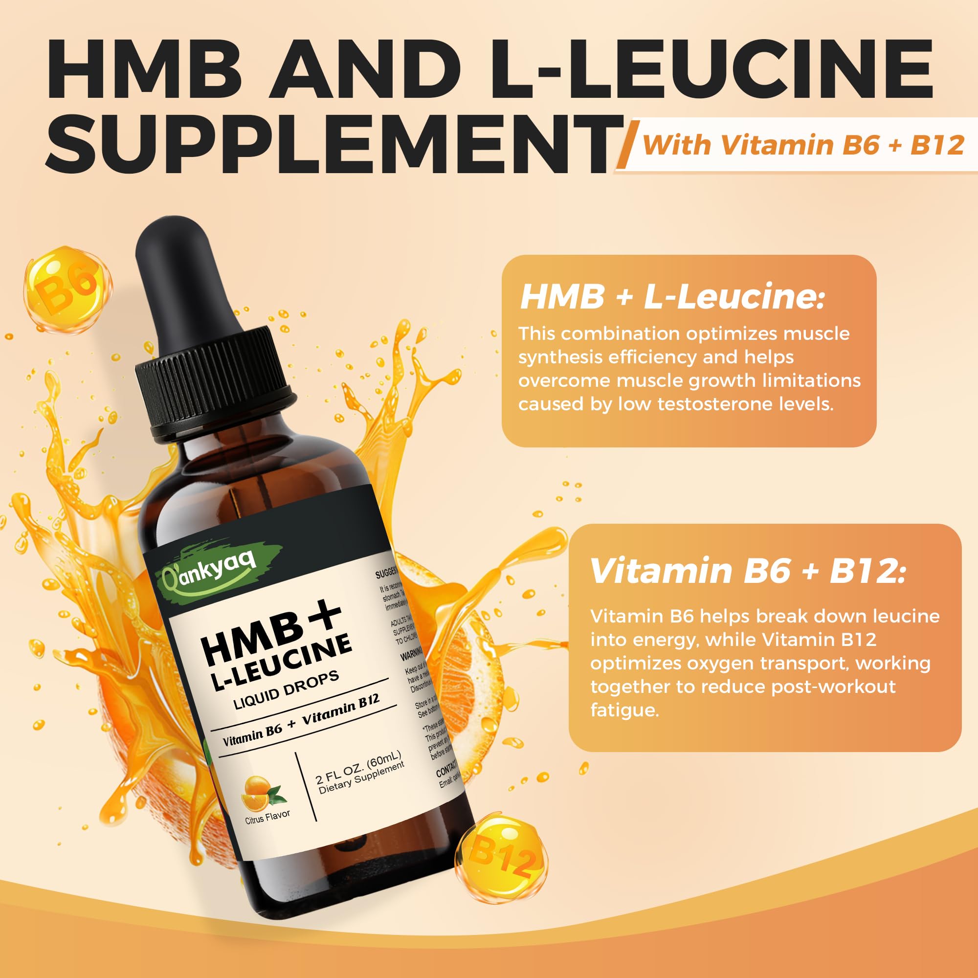 Label highlighting 1500mg L-Leucine and 800mg HMB