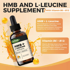 Label highlighting 1500mg L-Leucine and 800mg HMB