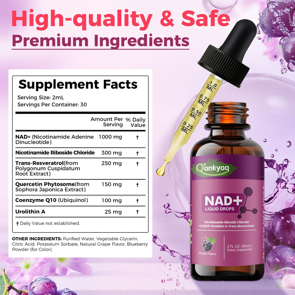 NAD+ 1000 mg liquid supplement dropper in use
