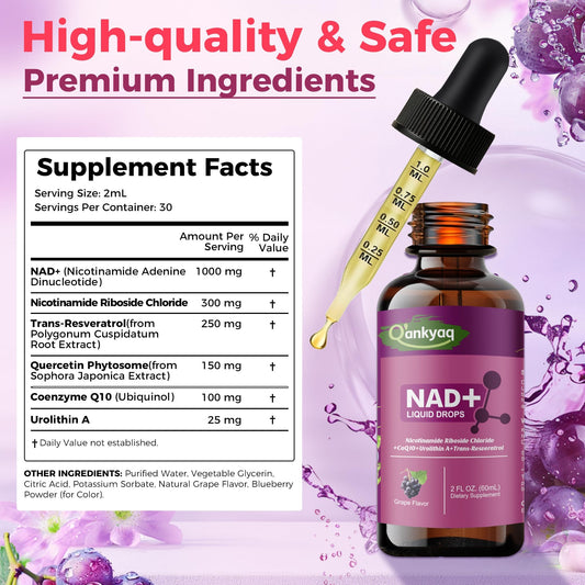 NAD+ 1000 mg liquid supplement dropper in use