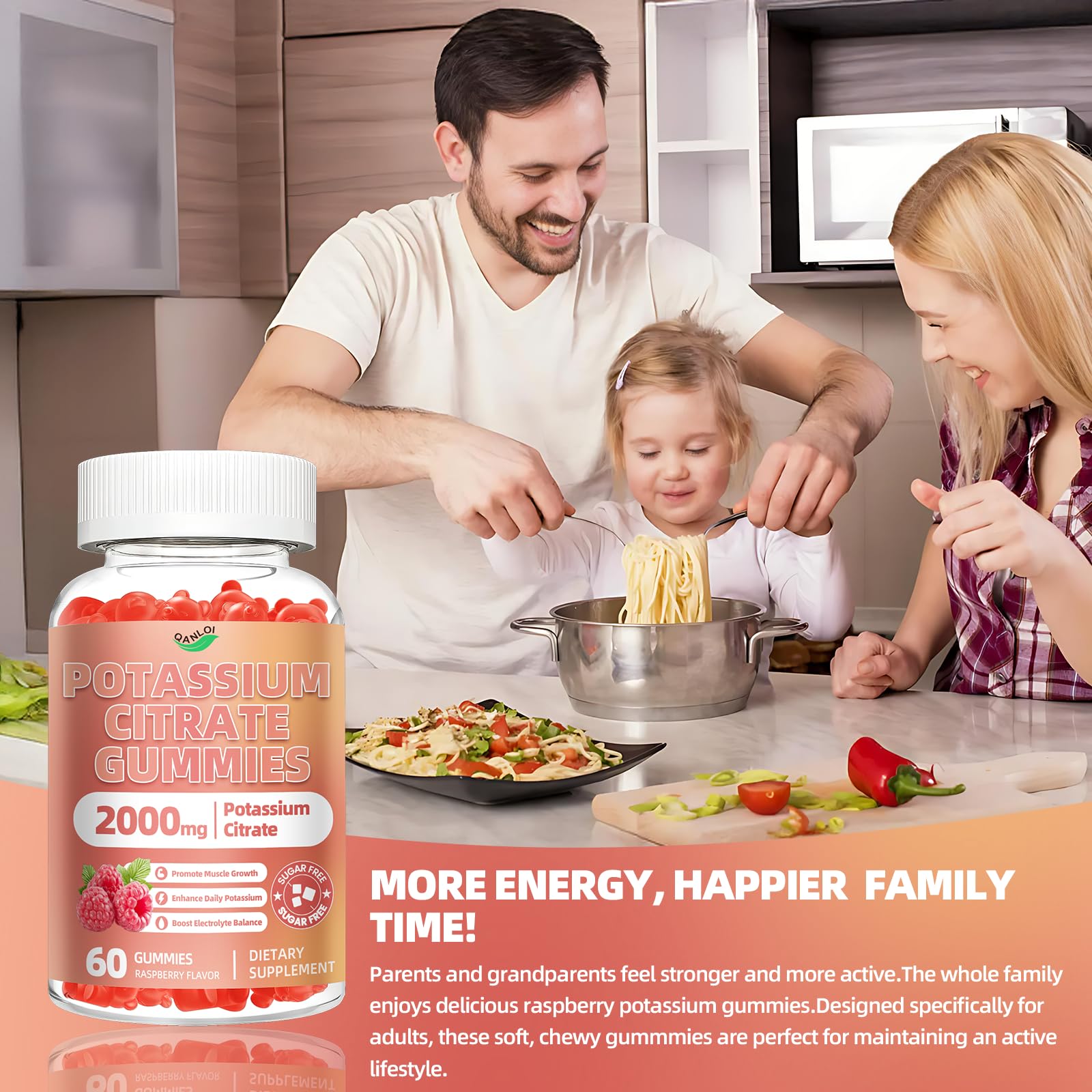 Gelatin-free vegan potassium citrate gummies label
