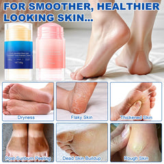 Qawnfy Crack Feet Prevention Stick being applied to dry heels for smoother skin.