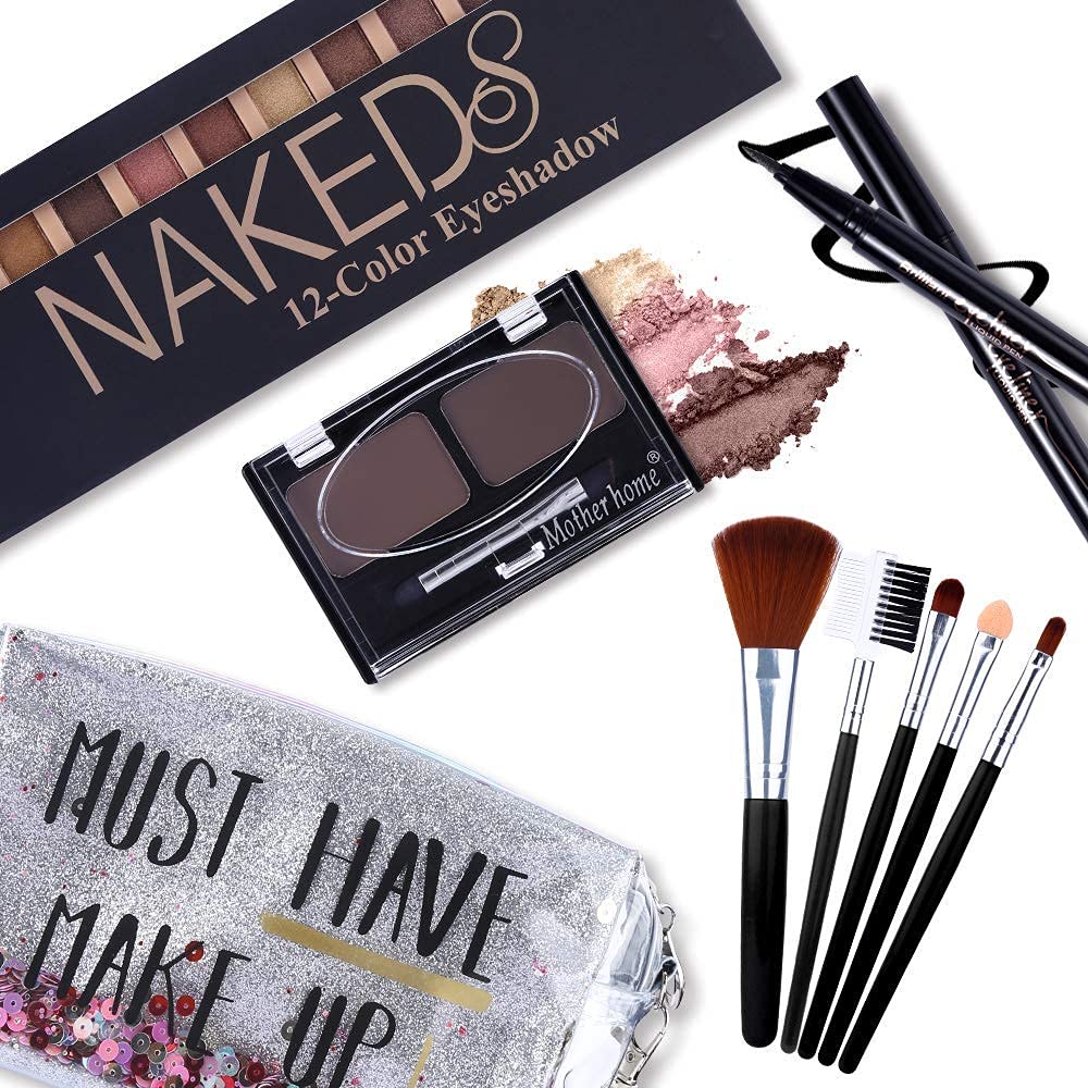 QiBest all-in-one makeup kit with 12-shade palette for versatile daytime to night looks