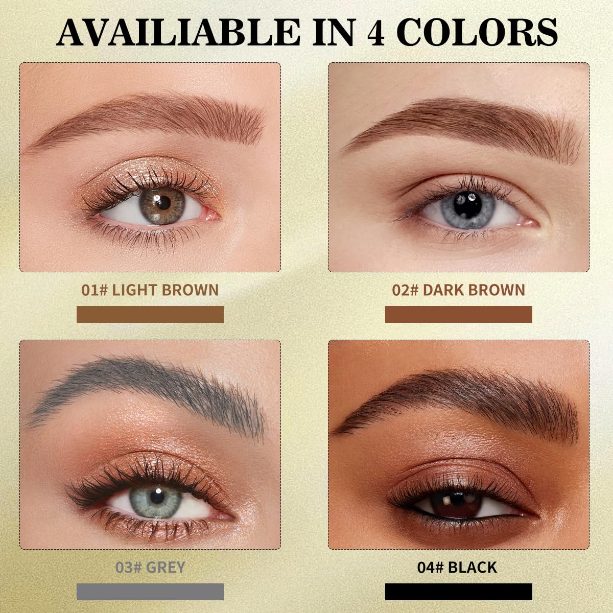 QIC eyebrow pen waterproof formula swatch for all-day wear