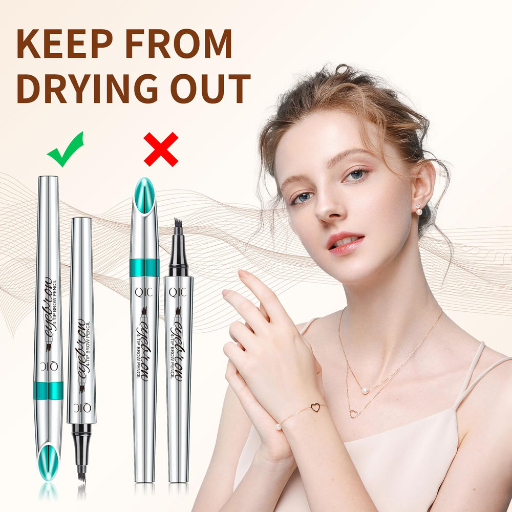 QIC Eyebrow 4 Tip Brow Pencil doubles as eyeliner for cohesive eye looks.