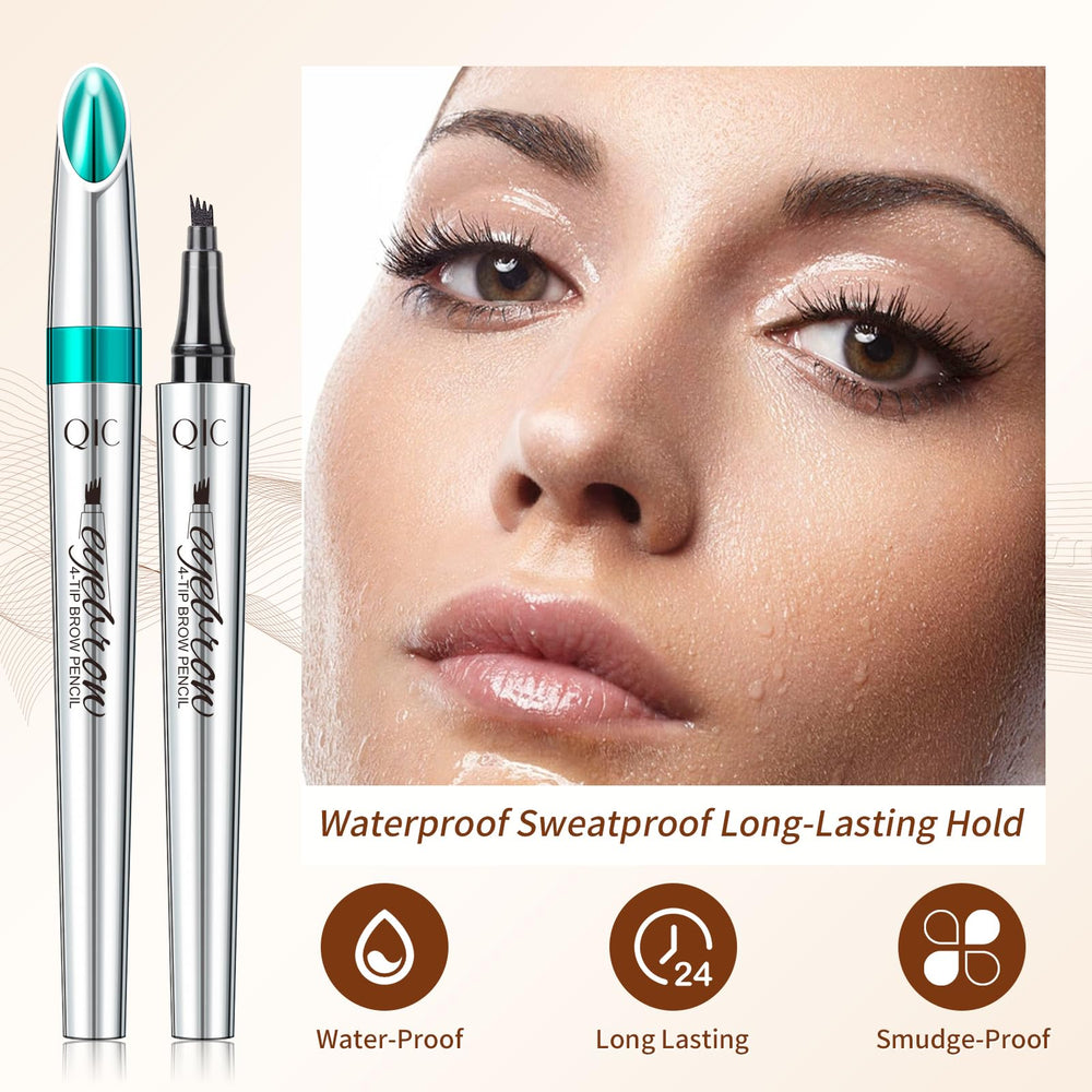 QIC Eyebrow 4 Tip Brow Pencil demonstration of natural stroke definition.