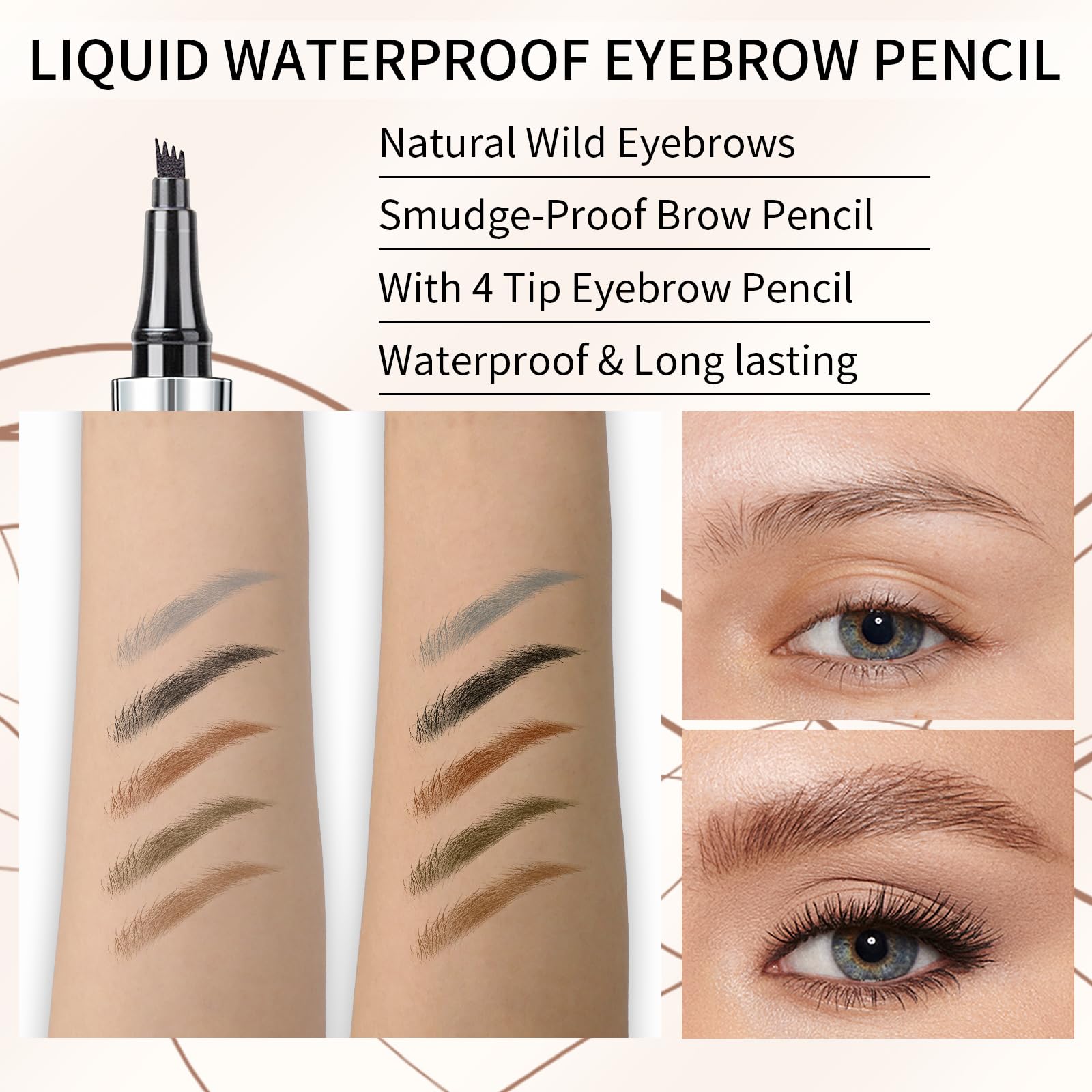 QIC Eyebrow 4 Tip Brow Pencil packaging and design for everyday use.