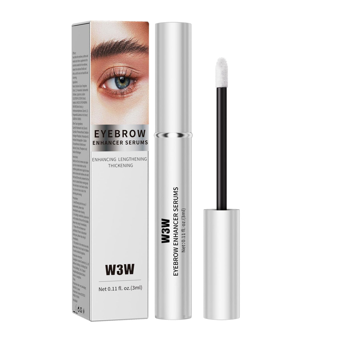 QIC Eyebrow Serum bottle front view showing sleek packaging for daily brow nourishment.