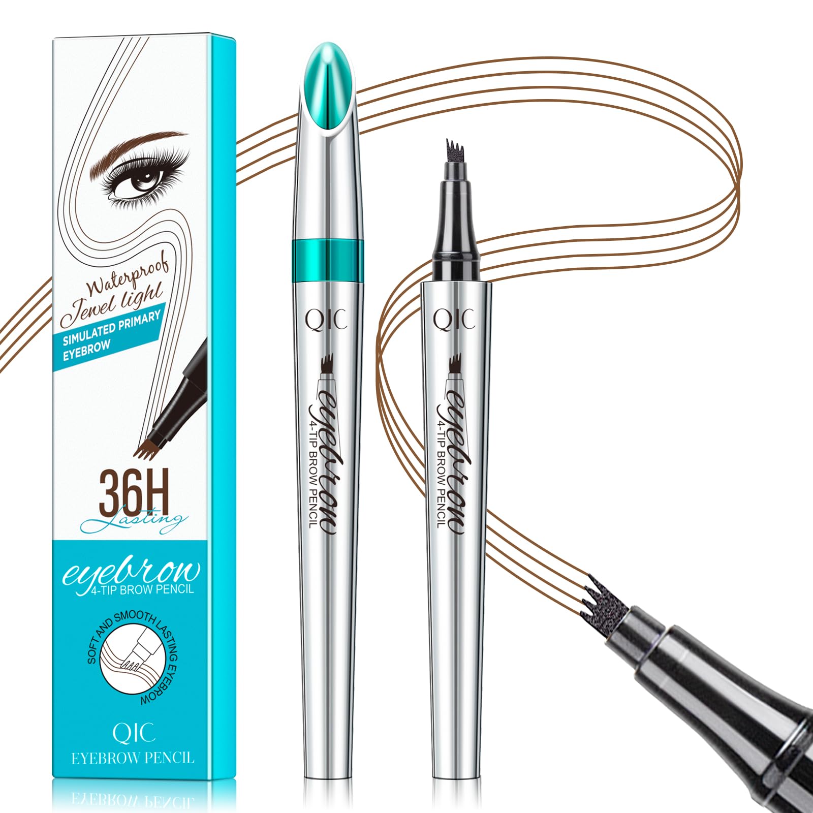 QIC Eyebrow Pencil with 4-Tip Microblade for hair-like strokes and natural brows