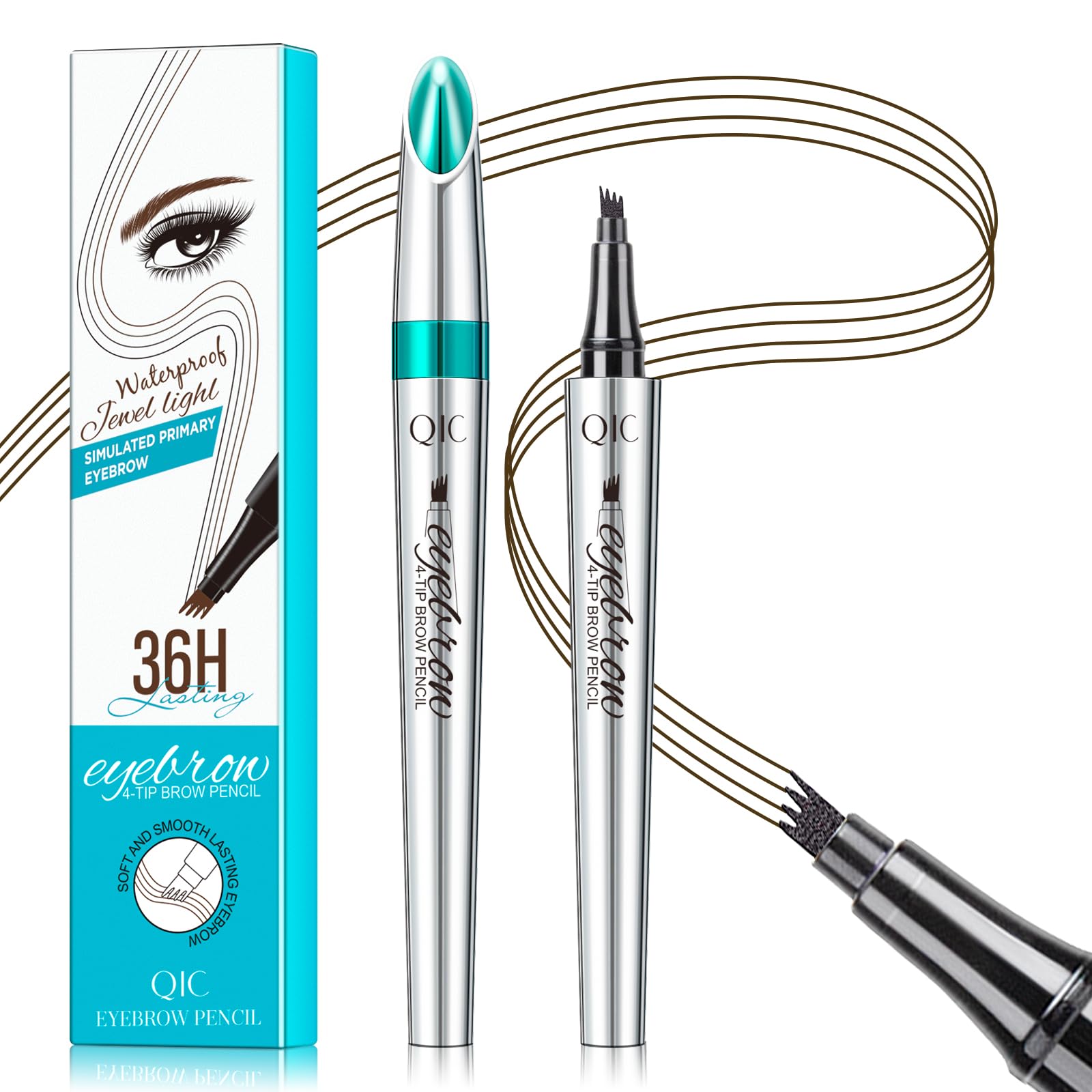 QIC Eyebrow Pencil with 4-tip microblade for natural hair-like strokes
