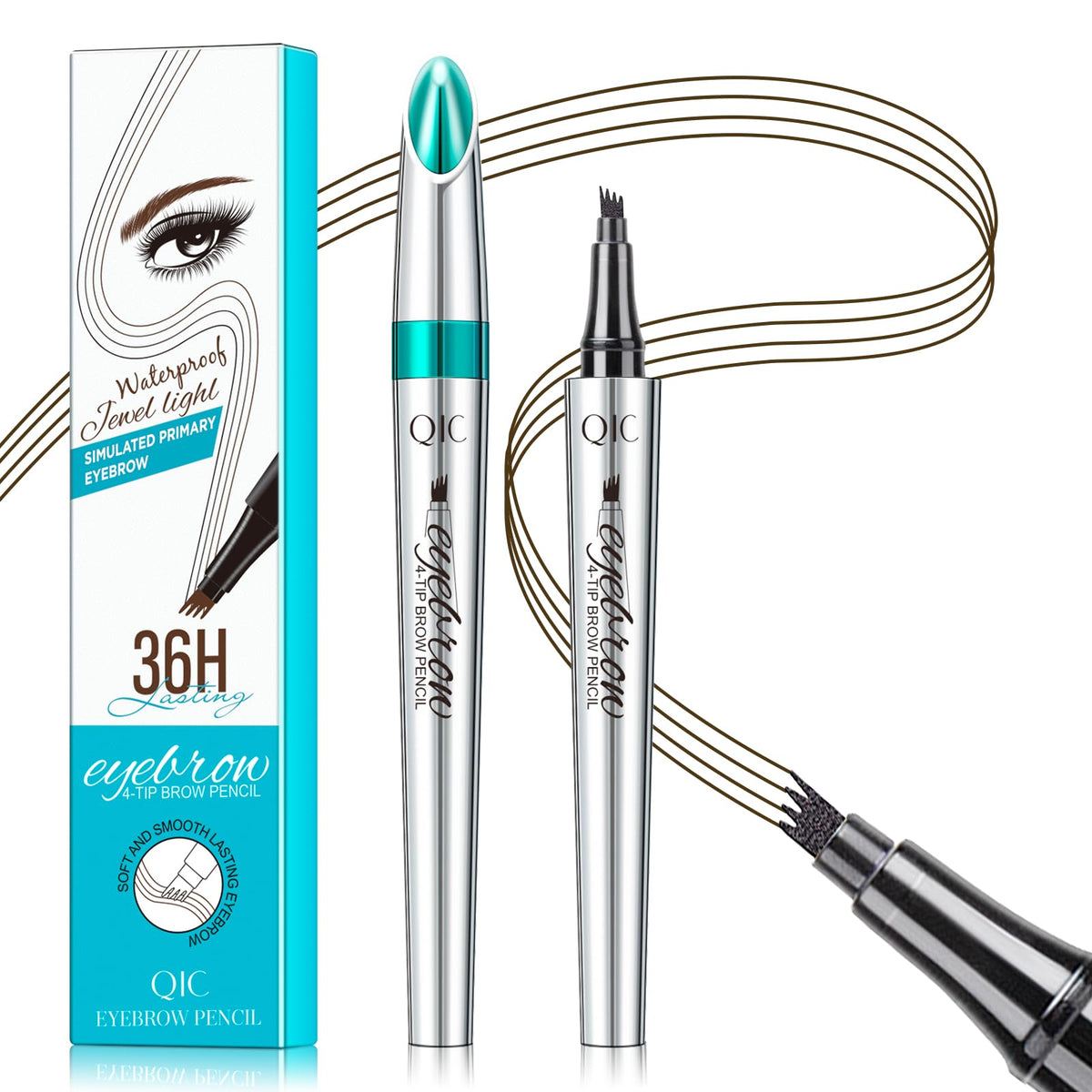QIC Eyebrow Pencil with 4-tip microblade for natural hair-like strokes