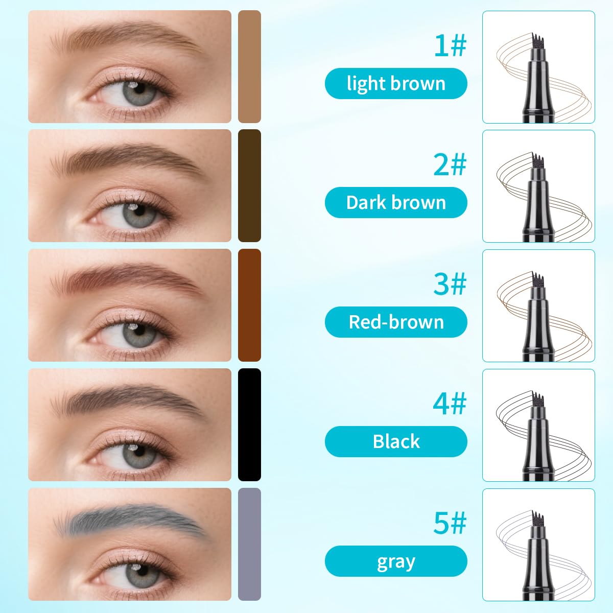 QIC eyebrow pencil waterproof and smudge-proof for all-day wear