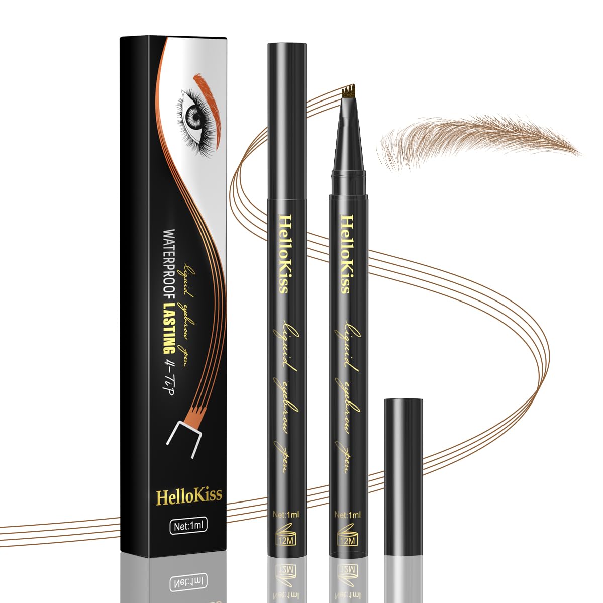 QIC microblading eyebrow pencil with four-head design for precise shaping.