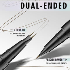 QIC compact, portable brow pencil fits in a makeup bag for on-the-go use.