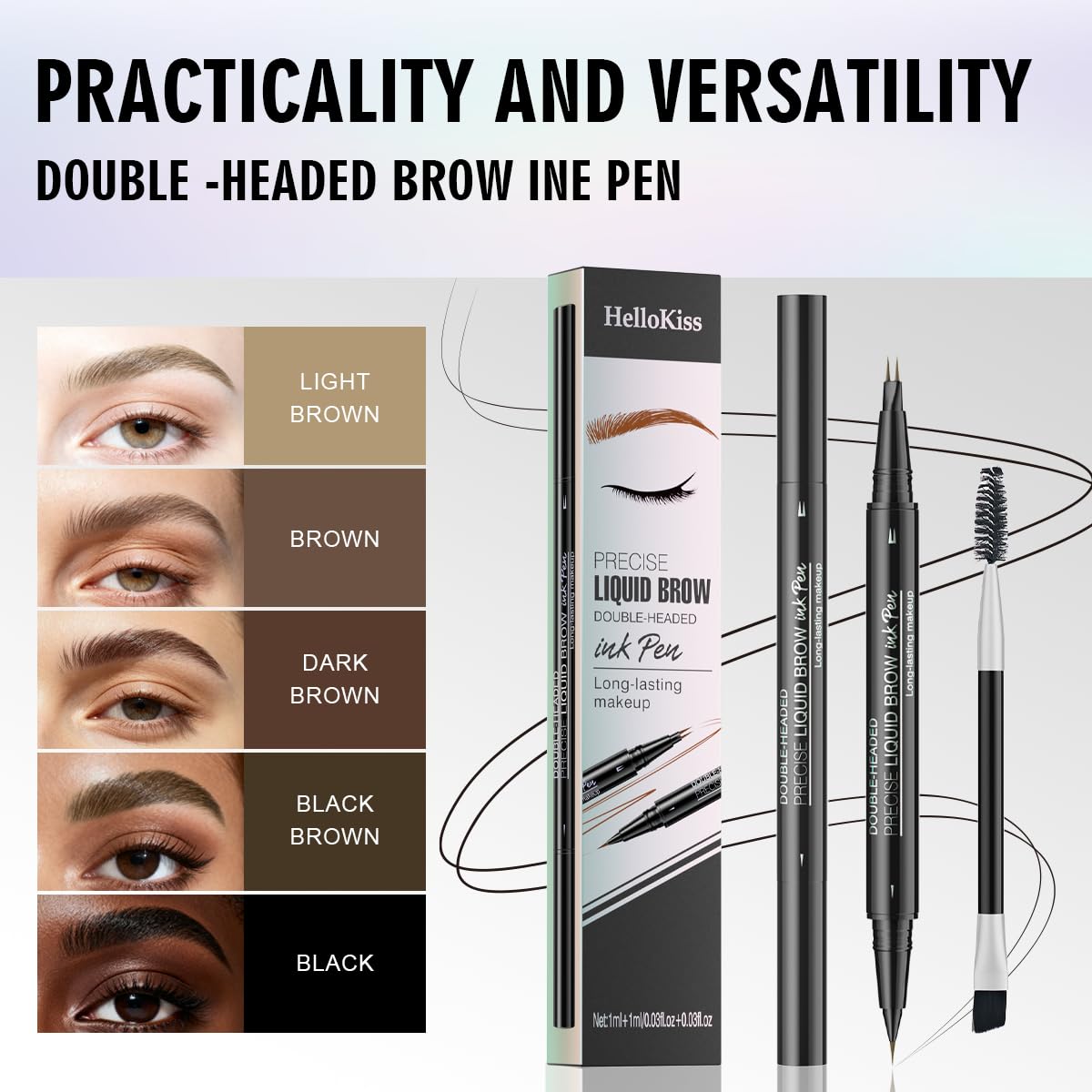 QIC precise brush-tip blends for a natural finish on brows.