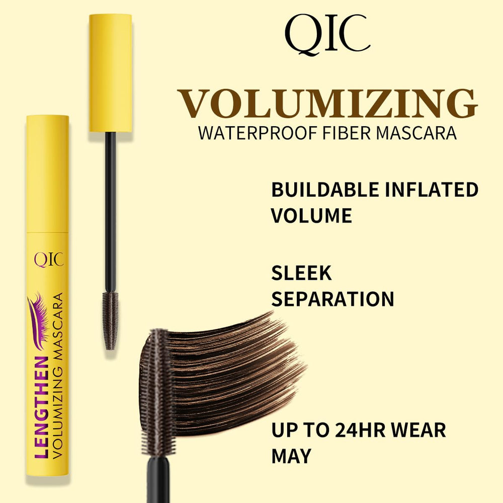 QIC Waterproof Brown Mascara stays put in rain and workouts.