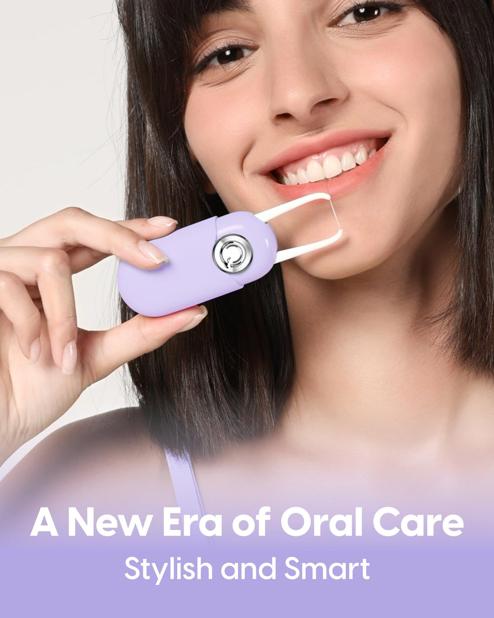 Side view of QicoBay C1S Flosser in Dawn Purple