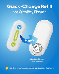 Graphic showing 90 uses per floss capsule