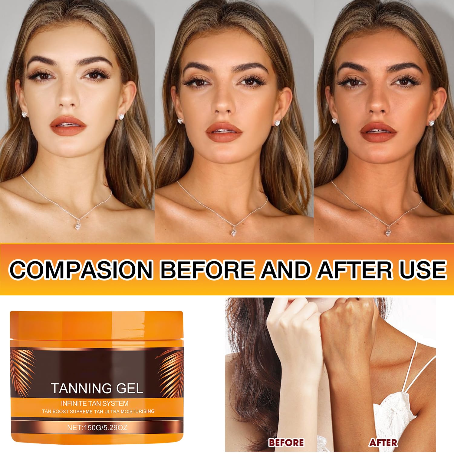  QiFind jar cap of Luxury Intensive Tanning Gel packaging for easy dispensing