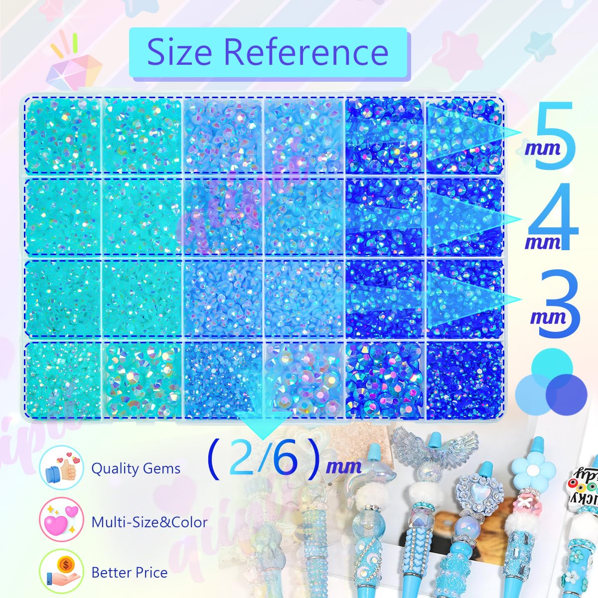 Qiipii Blue AB jelly resin rhinestones in 4mm for clothing embellishments and DIY crafts