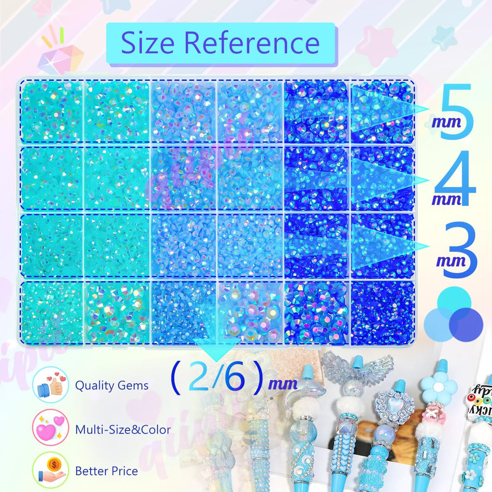 Qiipii Blue AB jelly resin rhinestones in 4mm for clothing embellishments and DIY crafts