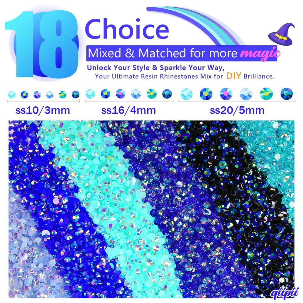 qiipii light blue gradient rhinestones showcasing AB shimmer for jewelry