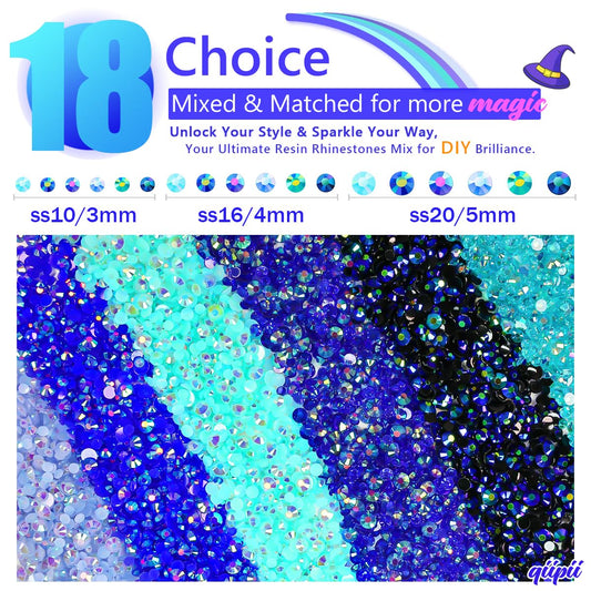 qiipii light blue gradient rhinestones showcasing AB shimmer for jewelry