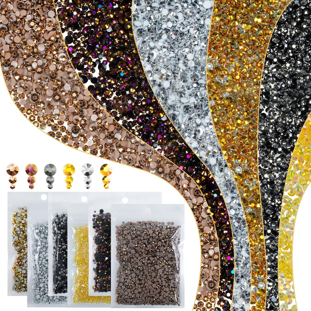 qiipii Lux Metallic rhinestones in six colors for premium nail art and crafts.