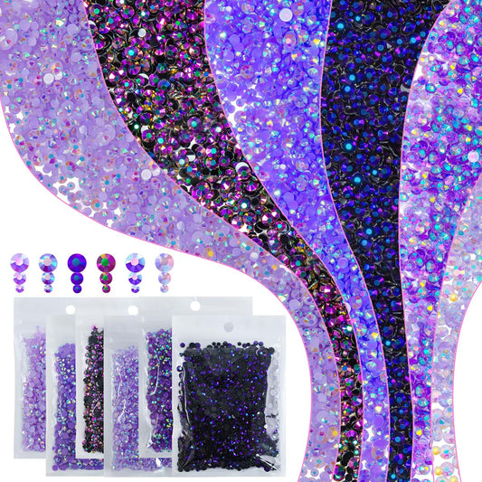 Qiipii purple-violet rhinestones in 3–5mm mix closeup for premium nail art