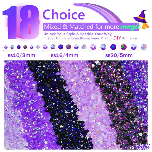 Qiipii purple-violet rhinestones gradient palette for versatile crafts