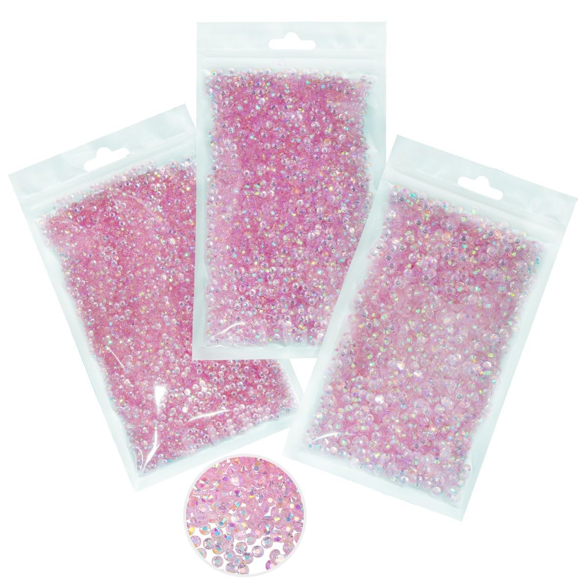 qiipii transparent light pink AB rhinestones 3mm jelly for nails and crafts with high sparkle