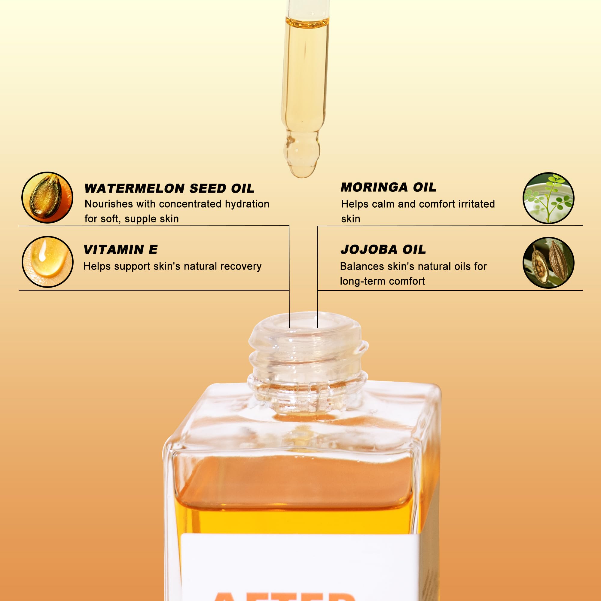 QINJAX After Shave Oil applied on leg for smooth, hydrated skin.