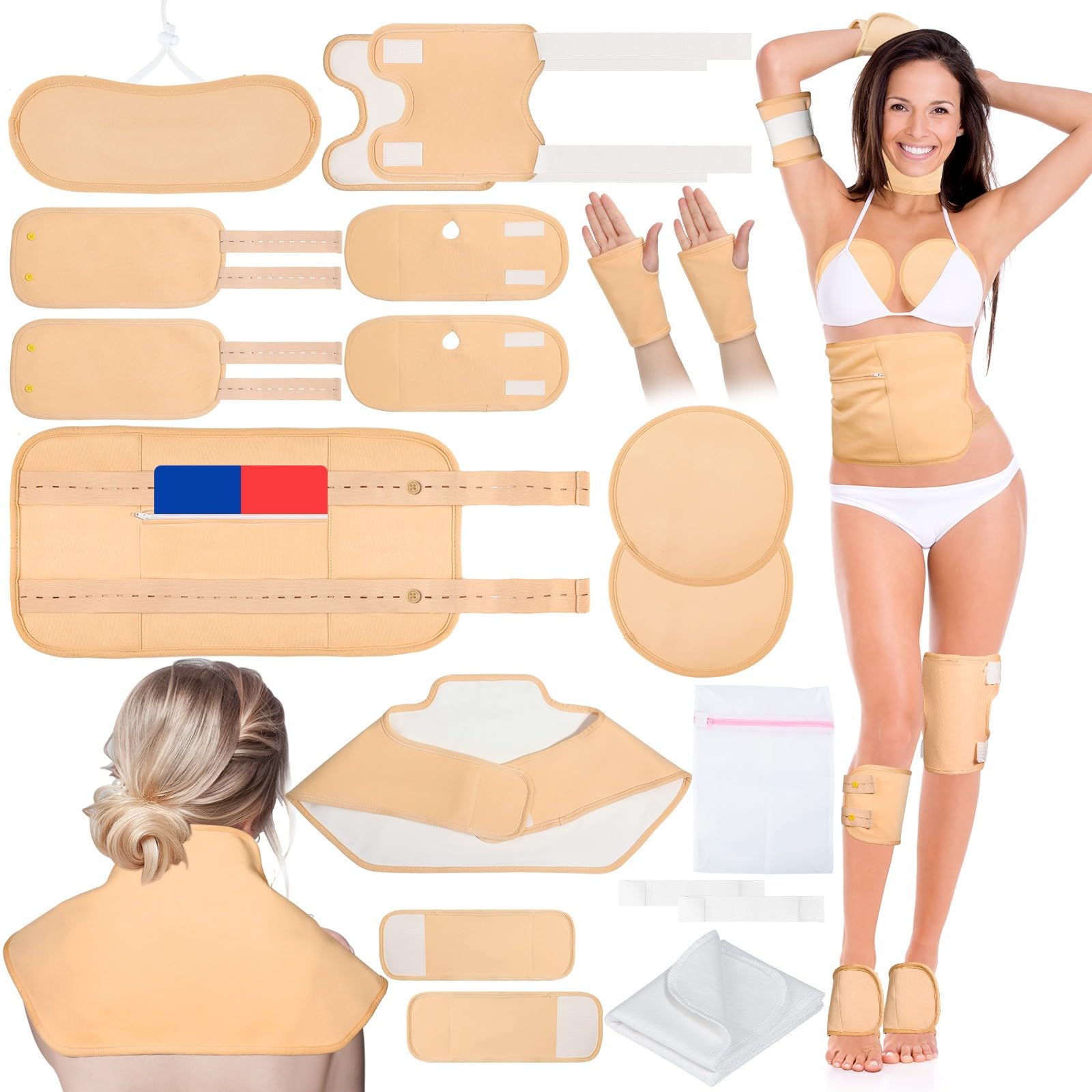 Qinzave Castor Oil Pack Wrap kit components laid out