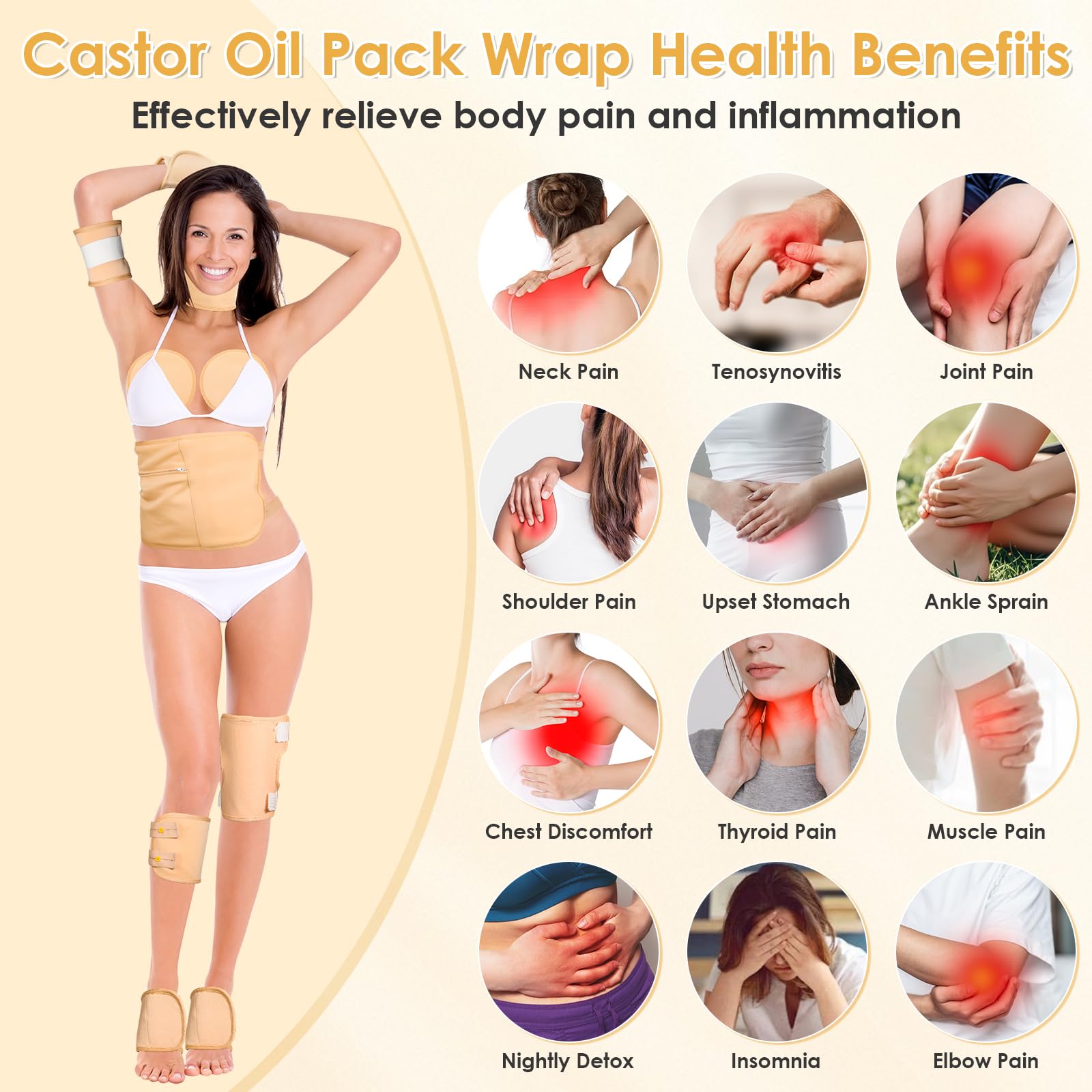 Adjustable shoulder castor oil wrap