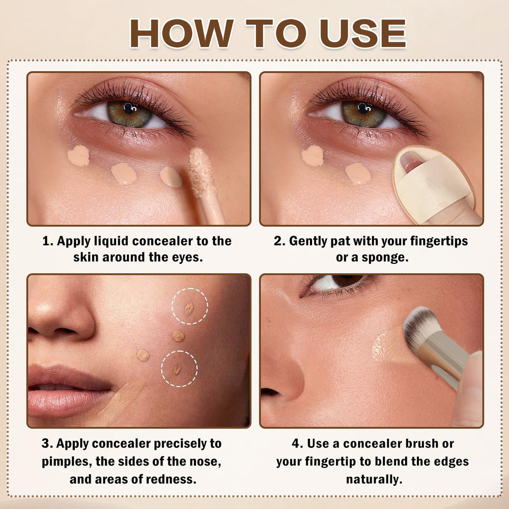 QIUFSSE liquid concealer blends seamlessly for a natural base and even tone.