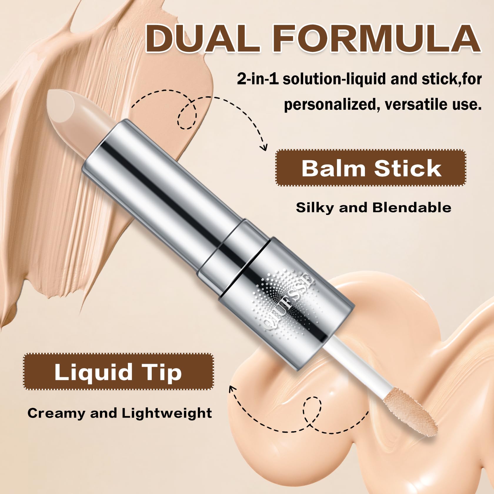 QIUFSSE under-eye concealer stick balm-coverage precise spot coverage with natural finish.