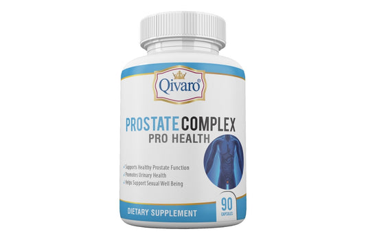 Bottle of Qivaro Prostate Complex showing the product label