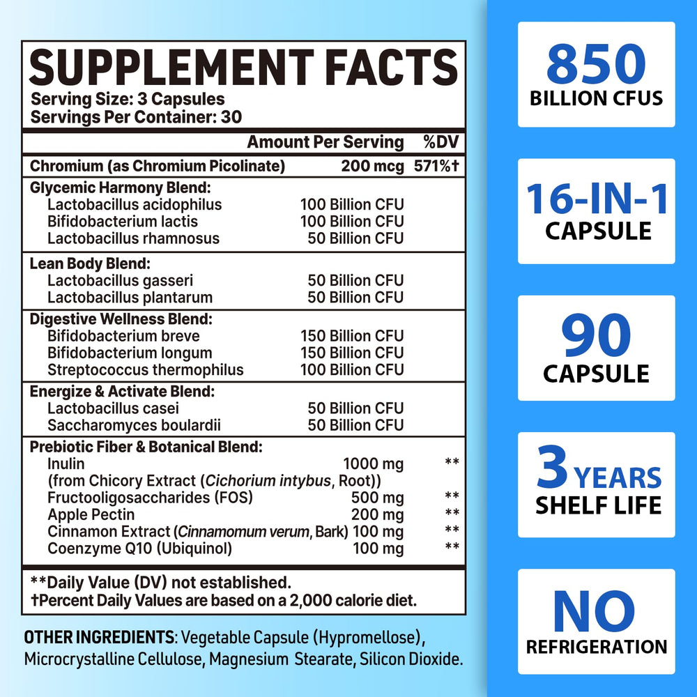 QIVERNAMY Probiotics 50+ bottle label highlights high potency and CFU count