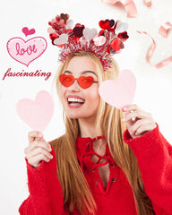 QLINLEAF valentines heart sunglasses add playful charm to party looks.
