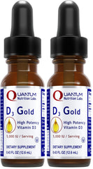 Front view of QNL D3 Gold Vitamin D3 Liquid Drops bottle