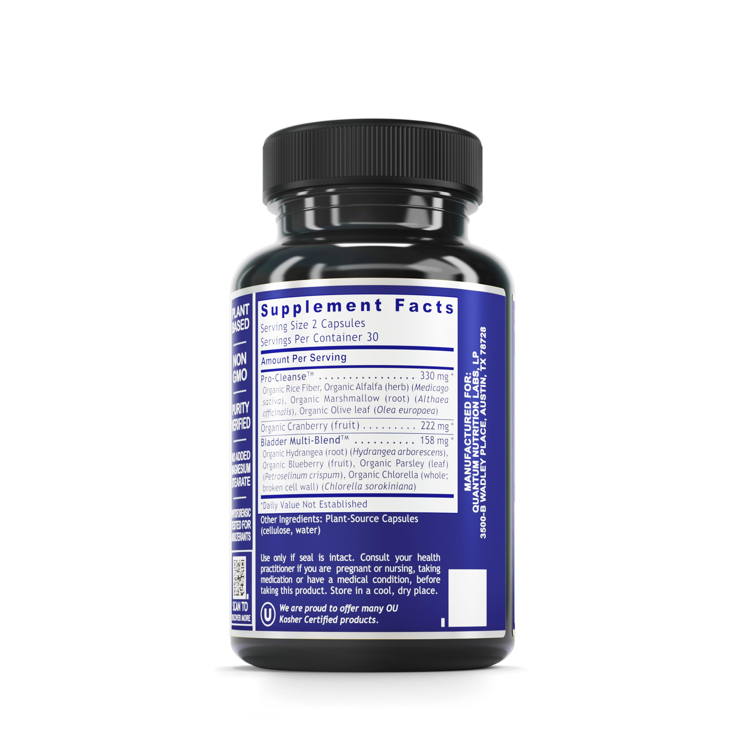 Close-up of cranberry capsules with organic ingredients