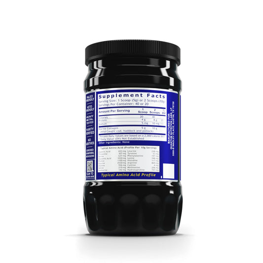 Scoop of hydrolyzed marine collagen powder