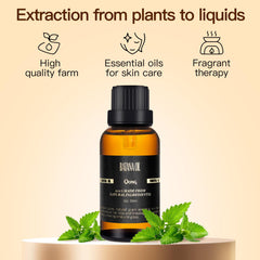 QONG Batana Oil Blend on scalp promotes gentle care.