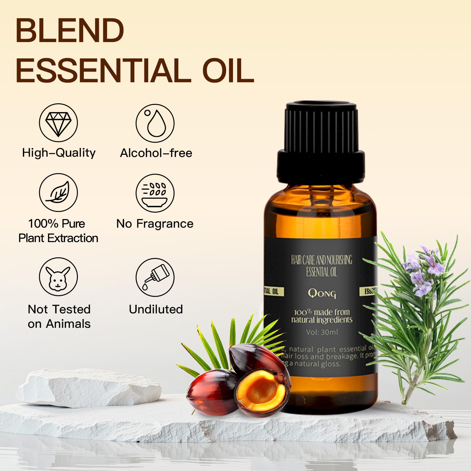 Qong Peppermint Oil Blend ingredients highlight peppermint batana rosemary jojoba