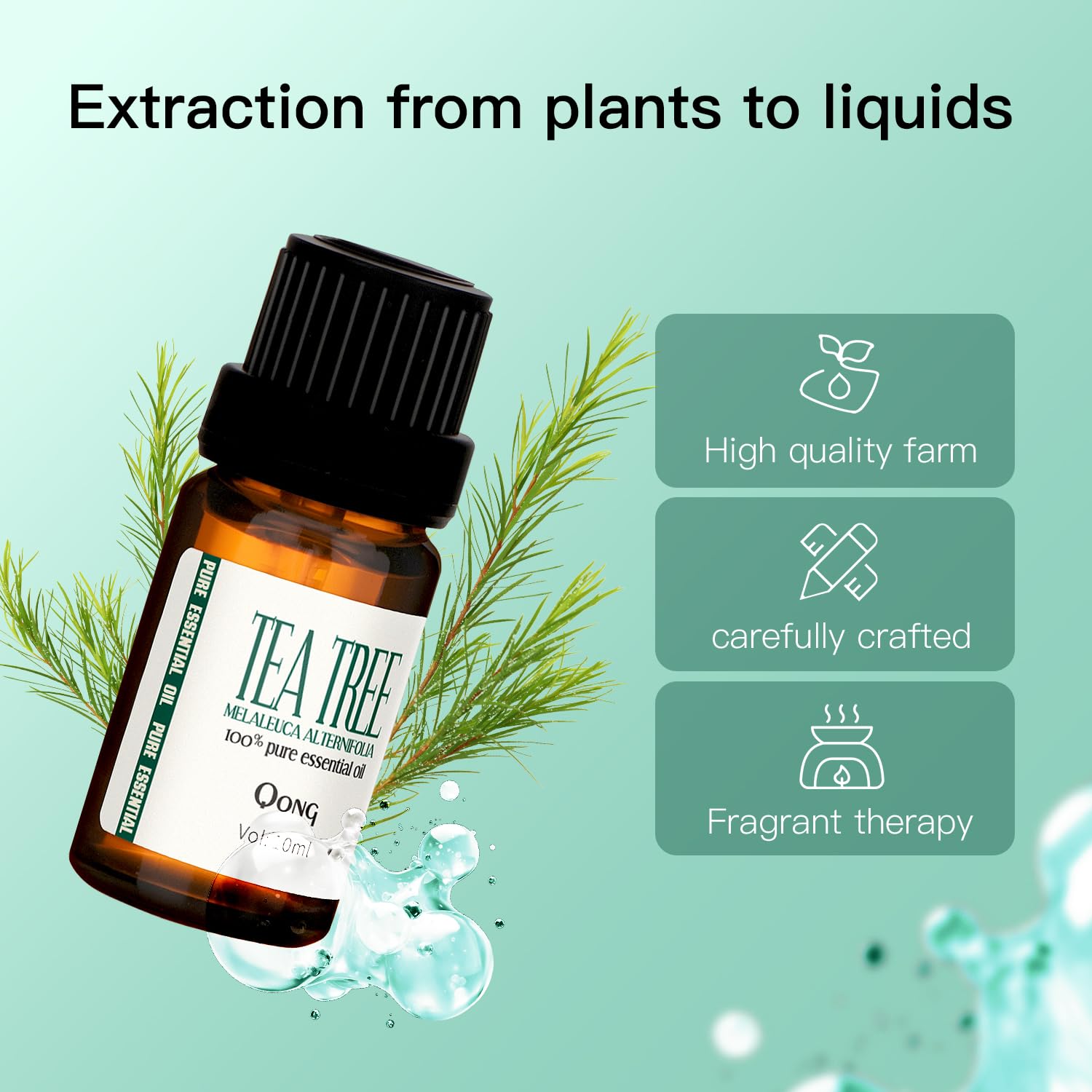 High-quality glass bottle containing essential oil