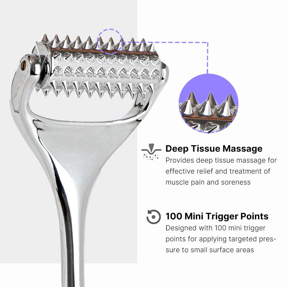 Massage roller used along the neck area