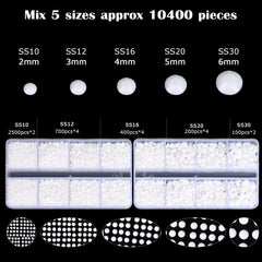 QPRETTY DU resin rhinestones organized in neat compartments by size.
